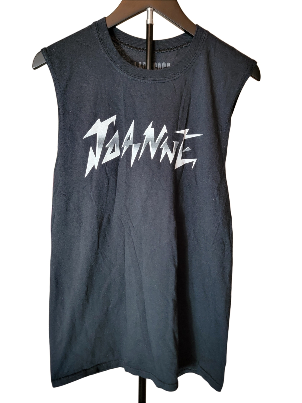 Black Graphic Sleeveless Muscle Tank Top - Lady Gaga - Joanne - Size Medium
